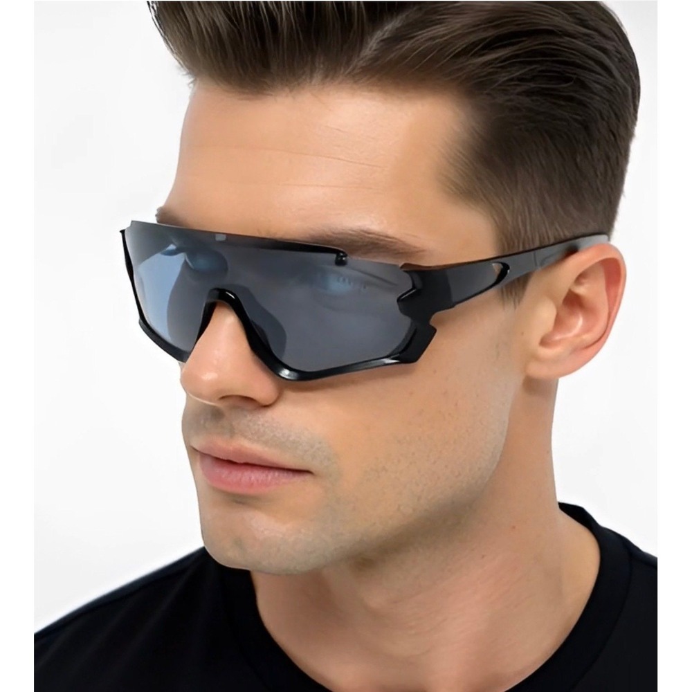 Shield Sunglasses Sport Black Cycling Running Glasses Windproof UV Protection